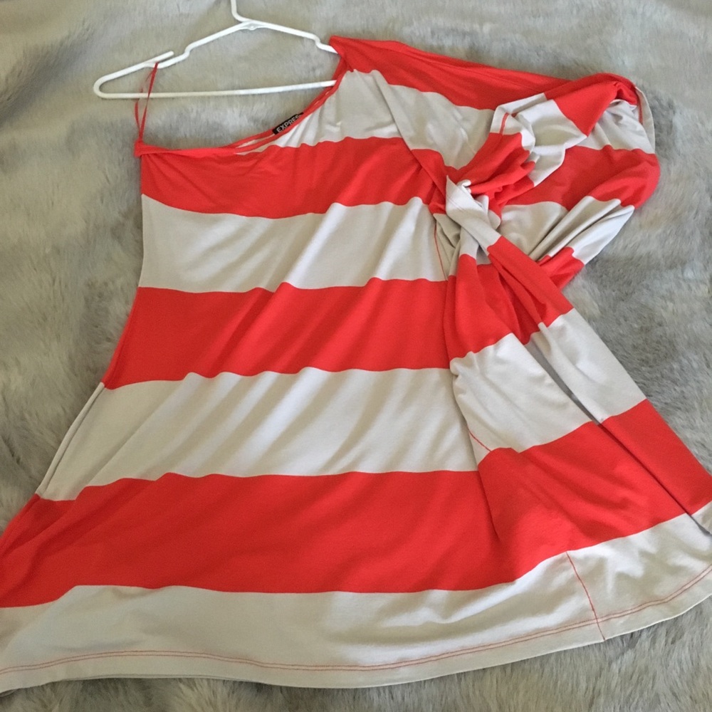 Express one shoulder dress with fluttery sleeve